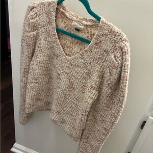 Universal Thread V-Neck Sweater in Cream and Pink